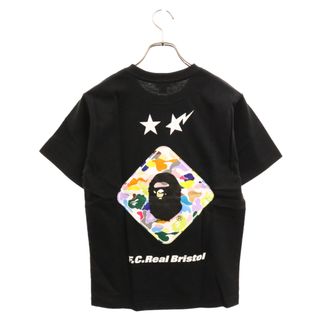 アベイシングエイプ(A BATHING APE)のA BATHING APE アベイシングエイプ 19SS×F.C.Real Bristol BLACK EMBLEM TEE×エフシーレアルブルリストル プリントロゴ 半袖Tシャツ ブラック FCRB-190115(Tシャツ/カットソー(半袖/袖なし))