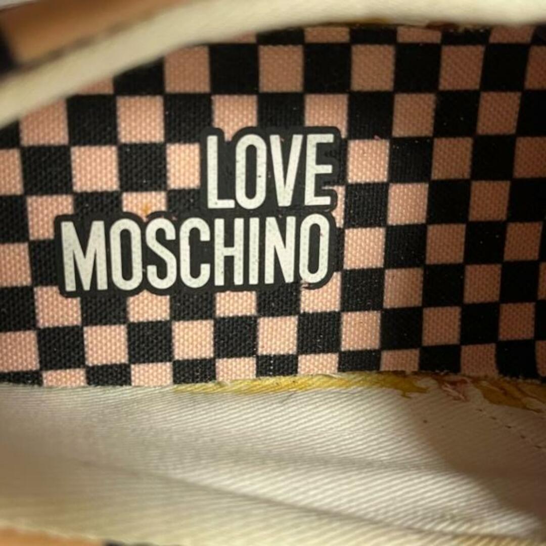 LOVE MOSCHINO(ラブモスキーノ) スリッポン 37 レディース美品  - ベージュ×黒×マルチ チェック柄 コーティングキャンバス レディースの靴/シューズ(その他)の商品写真