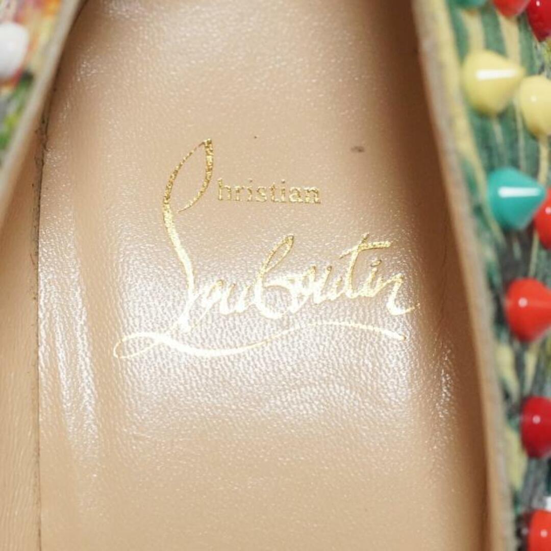 Christian Louboutin(クリスチャンルブタン)のCHRISTIAN LOUBOUTIN(クリスチャンルブタン) パンプス 36 1/2 レディース - ライトイエロー×ダークグリーン×マルチ 花柄/スタッズ/アウトソール張替済 エナメル（レザー） レディースの靴/シューズ(ハイヒール/パンプス)の商品写真