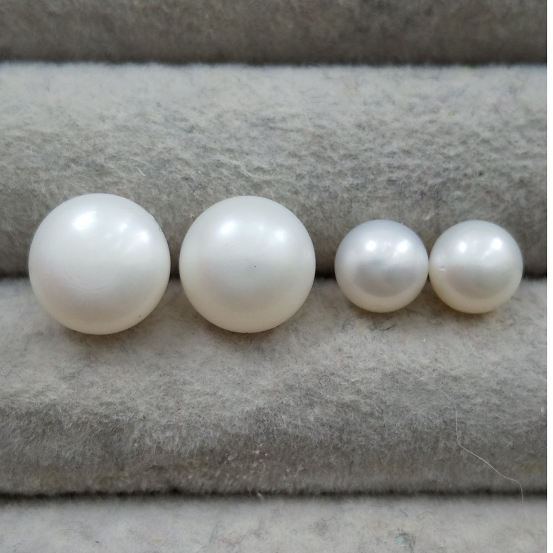 14 淡水真珠ピアス 大小サイズ セット 本真珠 silver レディースのアクセサリー(ピアス)の商品写真