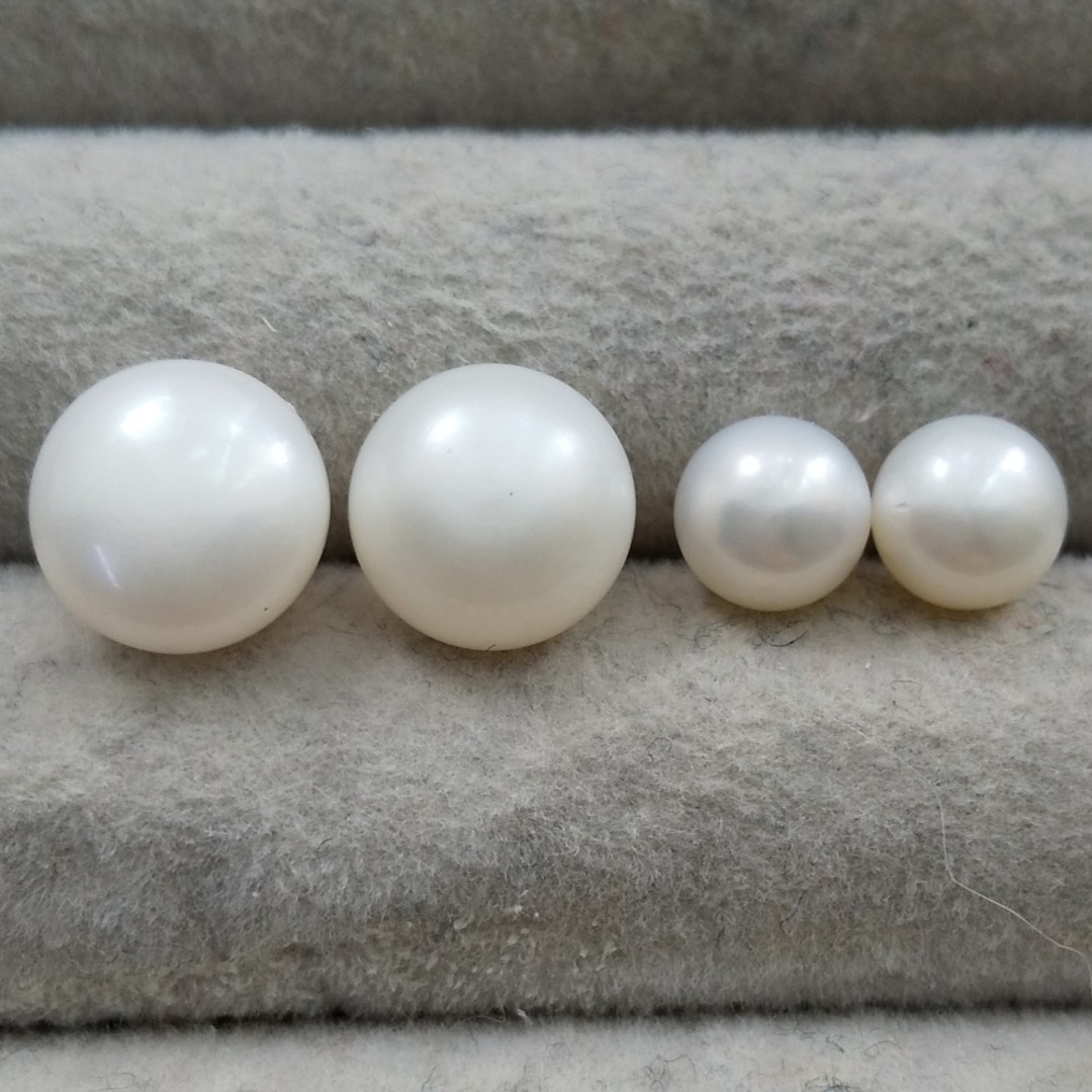 14 淡水真珠ピアス 大小サイズ セット 本真珠 silver レディースのアクセサリー(ピアス)の商品写真