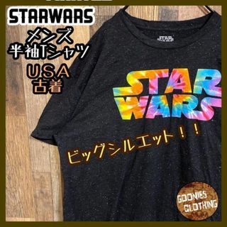 スターウォーズ タイダイ カラフル ロゴ Tシャツ USA古着 半袖 ブラック(Tシャツ/カットソー(半袖/袖なし))