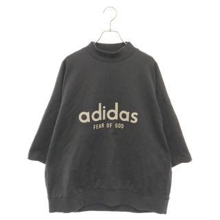 フィアオブゴッド(FEAR OF GOD)のFEAR OF GOD フィアオブゴッド ×adidas Mock Tee アディダス ロゴ プリント モック 半袖Tシャツ カットソー ブラック IS6839(Tシャツ/カットソー(半袖/袖なし))