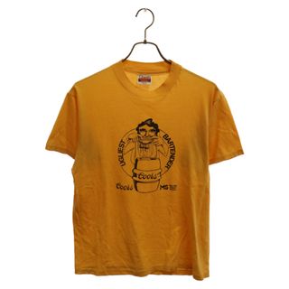 ヘインズ(Hanes)のHanes ヘインズ 70～80S VINTAGE UGLIEST BARTENDER ヴィンテージ アグリスト バーテンダー フロントプリント 半袖Tシャツ カットソー イエロー(Tシャツ/カットソー(半袖/袖なし))