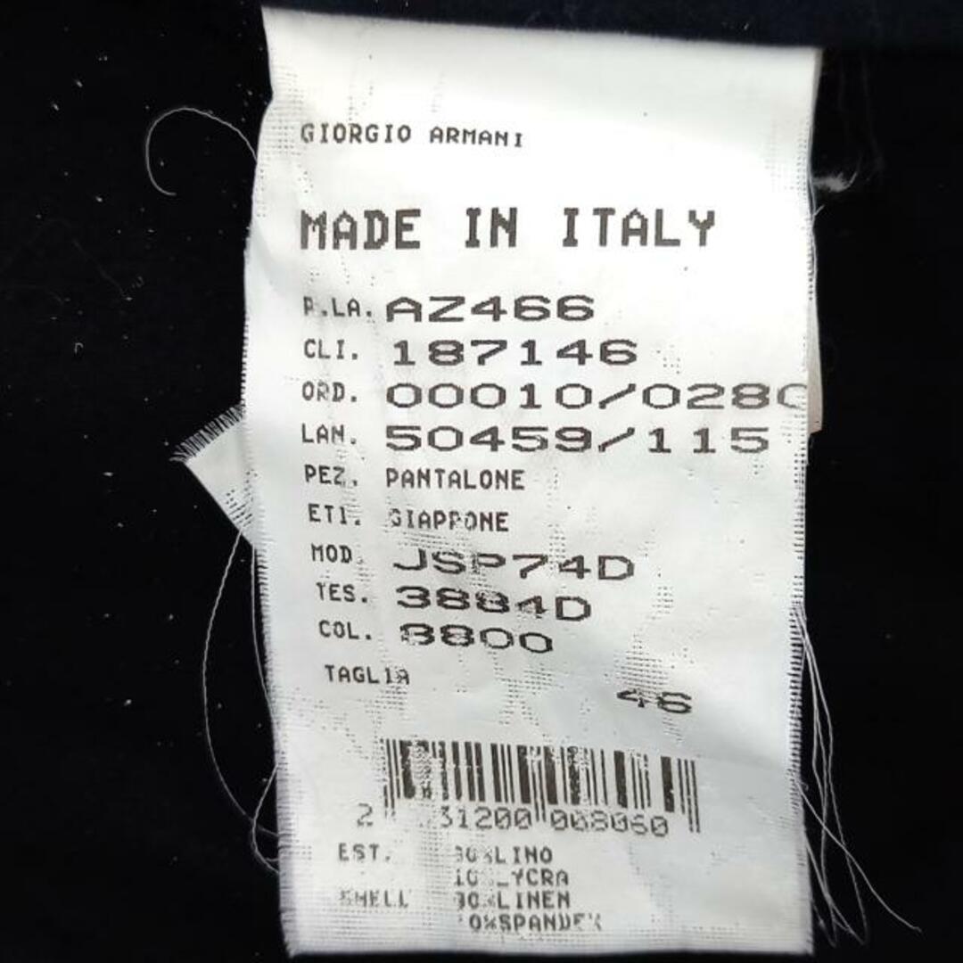 Giorgio Armani(ジョルジオアルマーニ)のGIORGIOARMANI(ジョルジオアルマーニ) パンツ サイズ46 L レディース美品  - 黒 フルレングス レディースのパンツ(その他)の商品写真