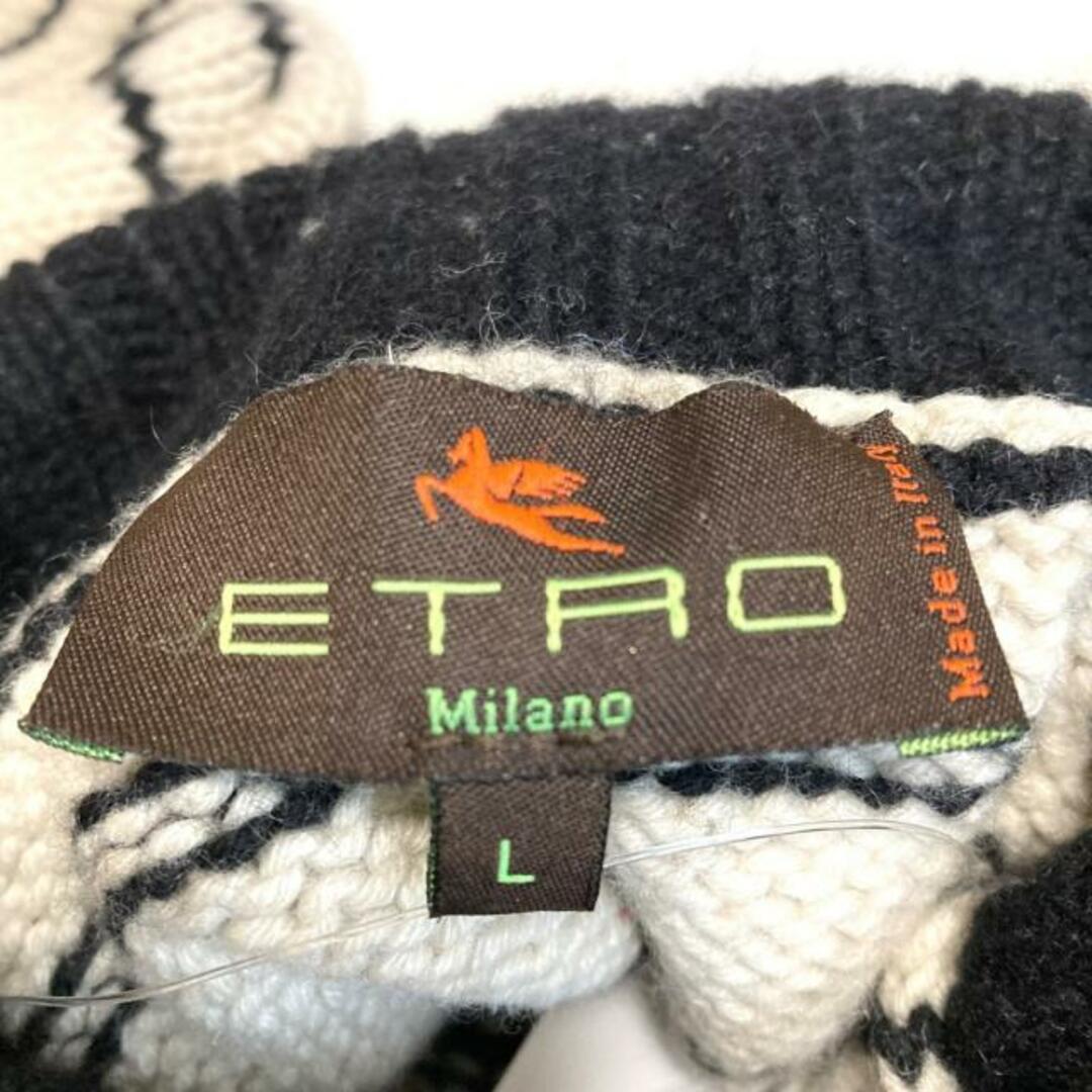 ETRO(エトロ)のETRO(エトロ) 長袖セーター サイズL メンズ - アイボリー×黒 タートルネック/ボーダー メンズのトップス(ニット/セーター)の商品写真