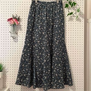 【美品】earth music&ecology グリーン花柄フレアロングスカート