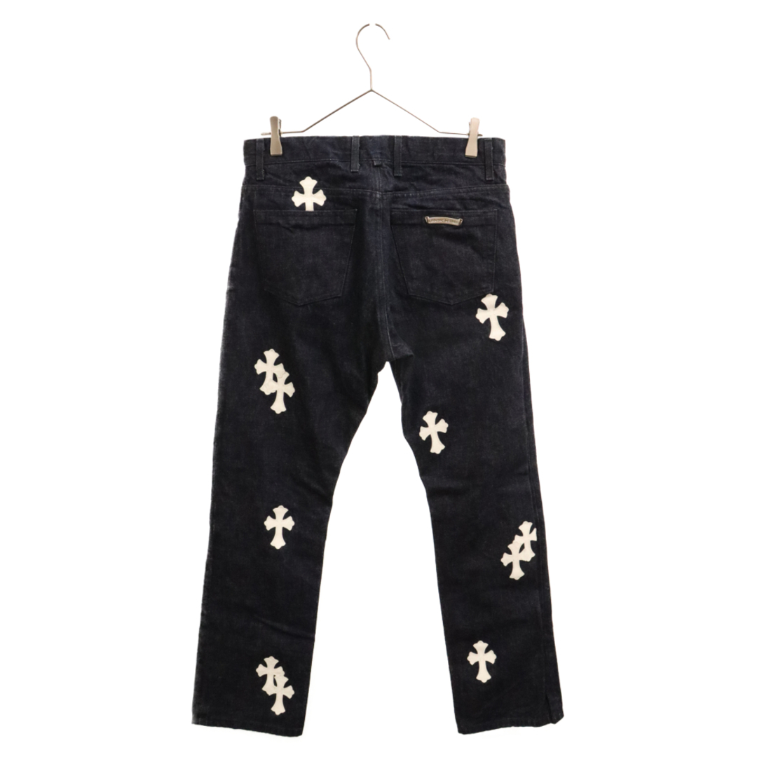 Chrome Hearts(クロムハーツ)のCHROME HEARTS クロムハーツ DENIM CROSS PATCH クロスパッチ アフターカスタム デニムパンツ インディゴ/ホワイト メンズのパンツ(デニム/ジーンズ)の商品写真