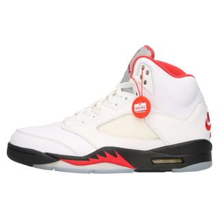 ナイキ(NIKE)のNIKE ナイキ AIR JORDAN 5 RETRO FIRE RED エアジョーダン5 レトロ ファイアレッド ハイカットスニーカー ホワイト /レッド US8.5/26.5cm DA1911-102(スニーカー)