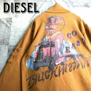 ディーゼル(DIESEL)の希少 ディーゼル バックロゴ ジップアップジャケット キャメルブラウン L(ブルゾン)