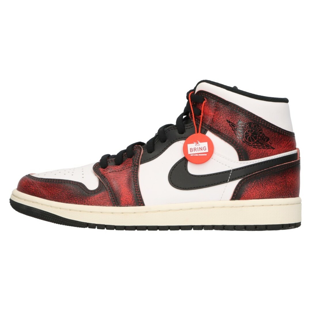 NIKE(ナイキ)のNIKE ナイキ AIR JORDAN1 MID SE Wear Away DV9565-006 エアジョーダン1 ミッド ミッドカットスニーカー レッド/ホワイト US9/27cm メンズの靴/シューズ(スニーカー)の商品写真