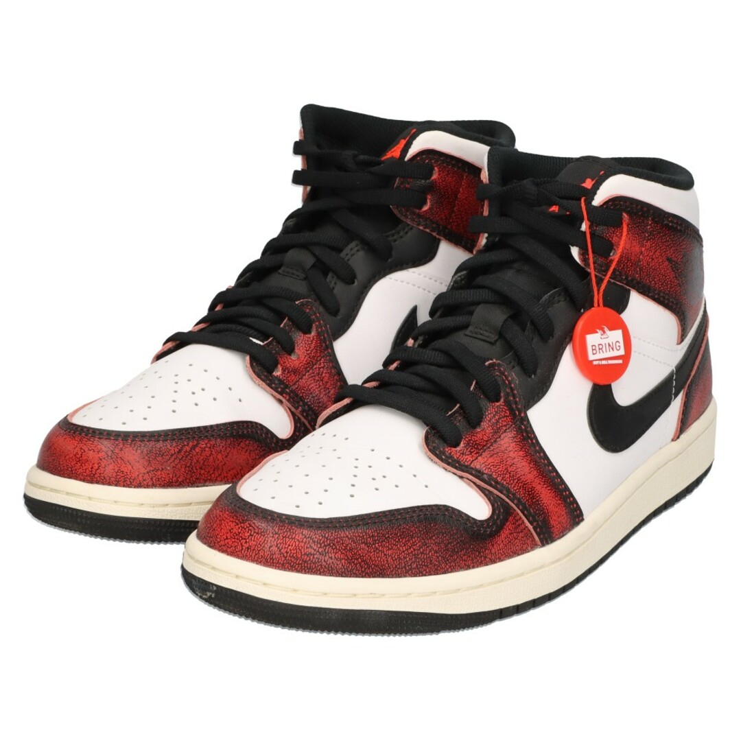 NIKE(ナイキ)のNIKE ナイキ AIR JORDAN1 MID SE Wear Away DV9565-006 エアジョーダン1 ミッド ミッドカットスニーカー レッド/ホワイト US9/27cm メンズの靴/シューズ(スニーカー)の商品写真