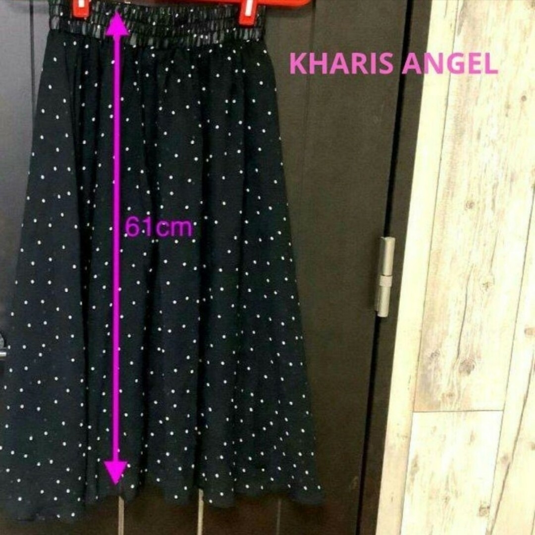 KHARIS ANGEL♥プリーツ スカート 水玉 ドット 黒 白 人気 フリル レディースのスカート(ひざ丈スカート)の商品写真