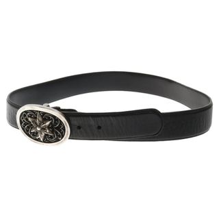 Chrome Hearts - CHROME HEARTS クロムハーツ CLASSIC OVAL STAR BUCKL クラシックオーバルスター バックル レザーベルト シルバー/ブラック ※国内ギャランティ付き