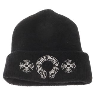 クロムハーツ(Chrome Hearts)のCHROME HEARTS クロムハーツ WOOL WATCH CAP ホースシュー CHプラス刺繍 ビーニーニット 帽子 キャップ ブラック(ニット帽/ビーニー)