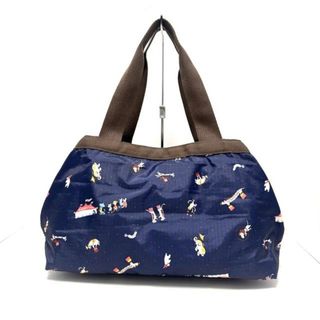 レスポートサック(LeSportsac)のLESPORTSAC(レスポートサック) ショルダーバッグ美品  - ネイビー×ダークブラウン×マルチ ピンドット柄/サーカス レスポナイロン(ショルダーバッグ)