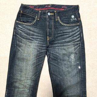 コットン100%鹿革daigo着用 roenロエン スカルパッチデニムパンツ　y2k denim