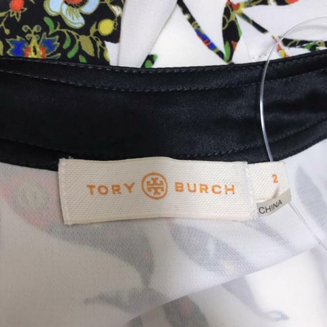 Tory Burch(トリーバーチ)のTORY BURCH(トリーバーチ) ワンピース サイズ2 S レディース - 白×黒×レッド×マルチ 花柄/半袖/ロング/ベルト/シルク レディースのワンピース(その他)の商品写真
