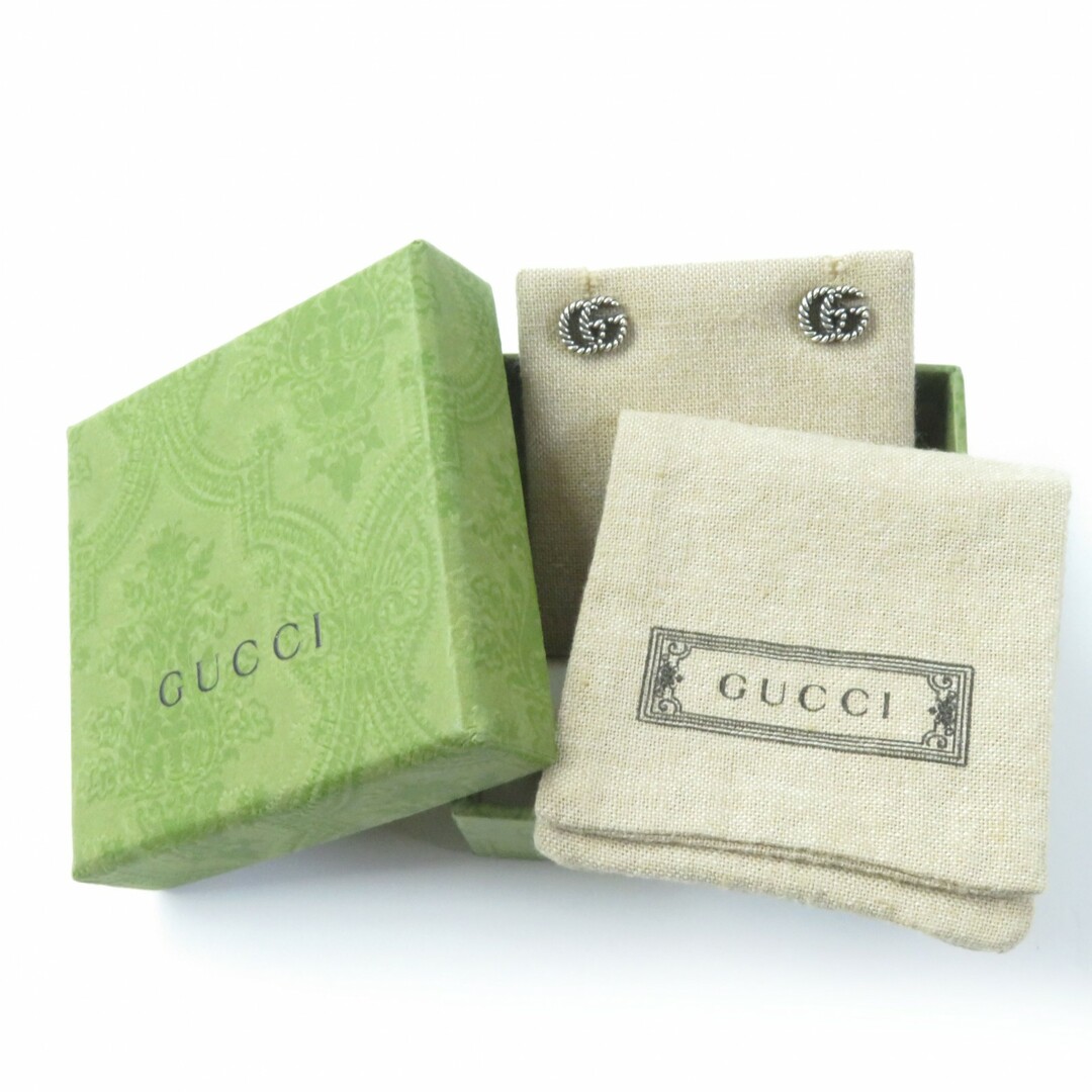 Gucci(グッチ)の美品☆GUCCI グッチ 627755 ダブルG ピアス（両耳用） AG925 アクセサリー シルバー 箱・保存袋付き イタリア製 重量3.4g レディース レディースのアクセサリー(ピアス)の商品写真