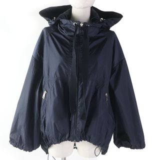 モンクレール(MONCLER)の美品☆MONCLER モンクレール 20SS TERREン ロゴワッペン・フード付 ZIP UP ナイロンジャケット ネイビー 0 正規品 レディース(ナイロンジャケット)