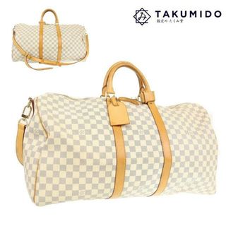 ルイヴィトン(LOUIS VUITTON)のルイヴィトン ボストンバッグ キーポル バンドリエール 55 N41429 中古 ダミエ アズール  LOUIS VUITTON 【中古】 | 2WAY 手提げ 斜め掛け 旅行 カバン ユニセックス トラベル シンプル 白 ブランド LV ビトン ABランク(ボストンバッグ)