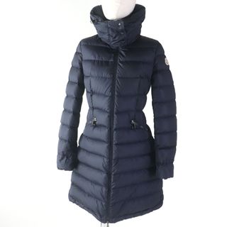 モンクレール(MONCLER)の美品☆MONCLER モンクレール 19-20AW FLAMMETTE フラメッテ ロゴワッペン付 ZIP UP ダウンコート ネイビー 0 国内正規品 レディース(ダウンコート)