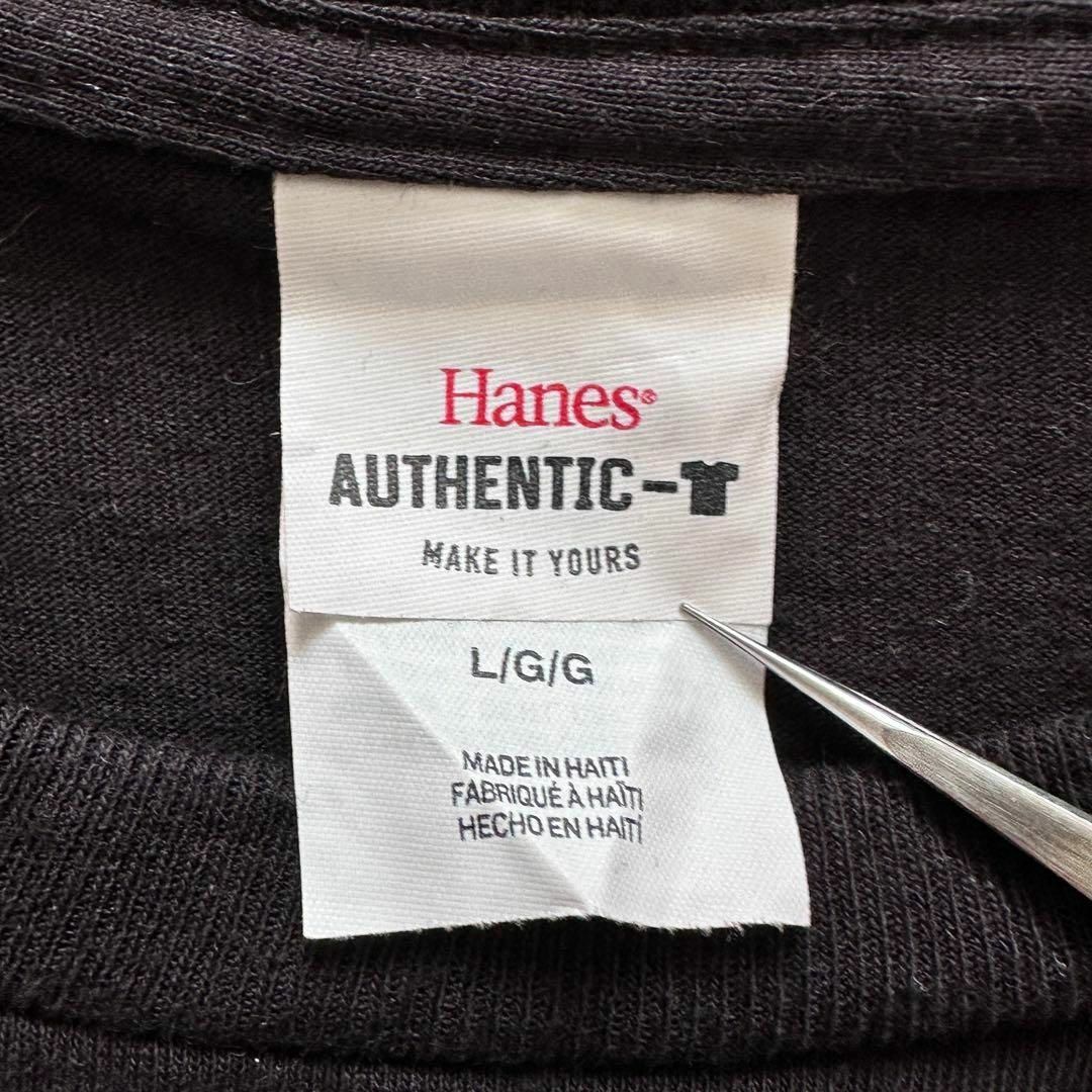 Hanes(ヘインズ)のUSA ヘインズヴィンテージTシャツ半袖メンズ古着Lサイズアメリカブラック黒 メンズのトップス(Tシャツ/カットソー(半袖/袖なし))の商品写真