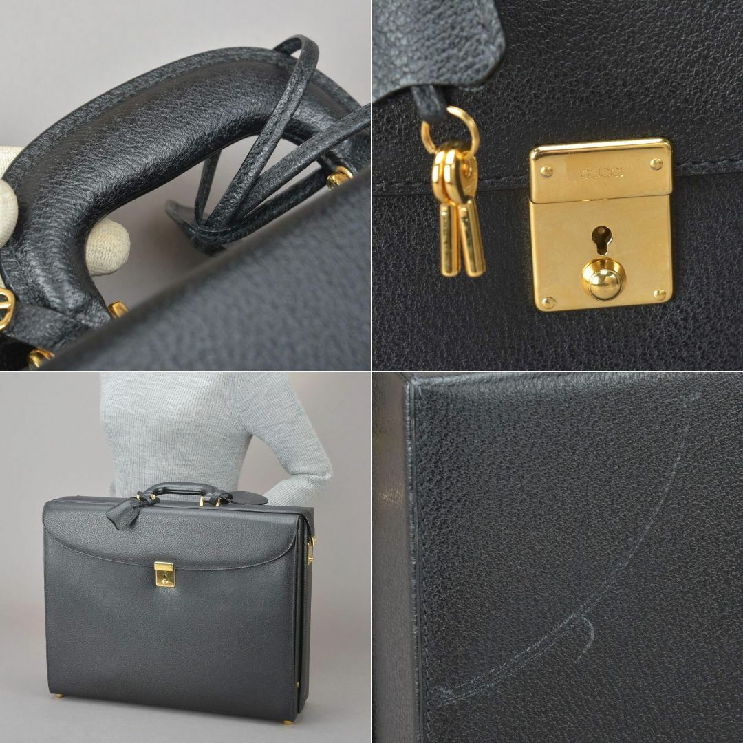 Gucci(グッチ)の未使用に近い◇GUCCI グッチ アタッシュケース トランク レザー 黒 鍵付き メンズのバッグ(ビジネスバッグ)の商品写真