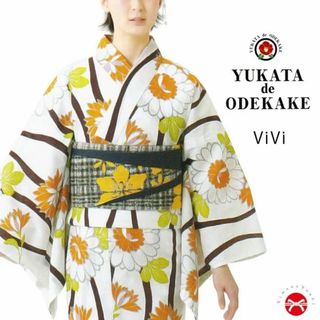 浴衣 レディース  ViViSienne Retro オフ白 花模様 立涌(浴衣)