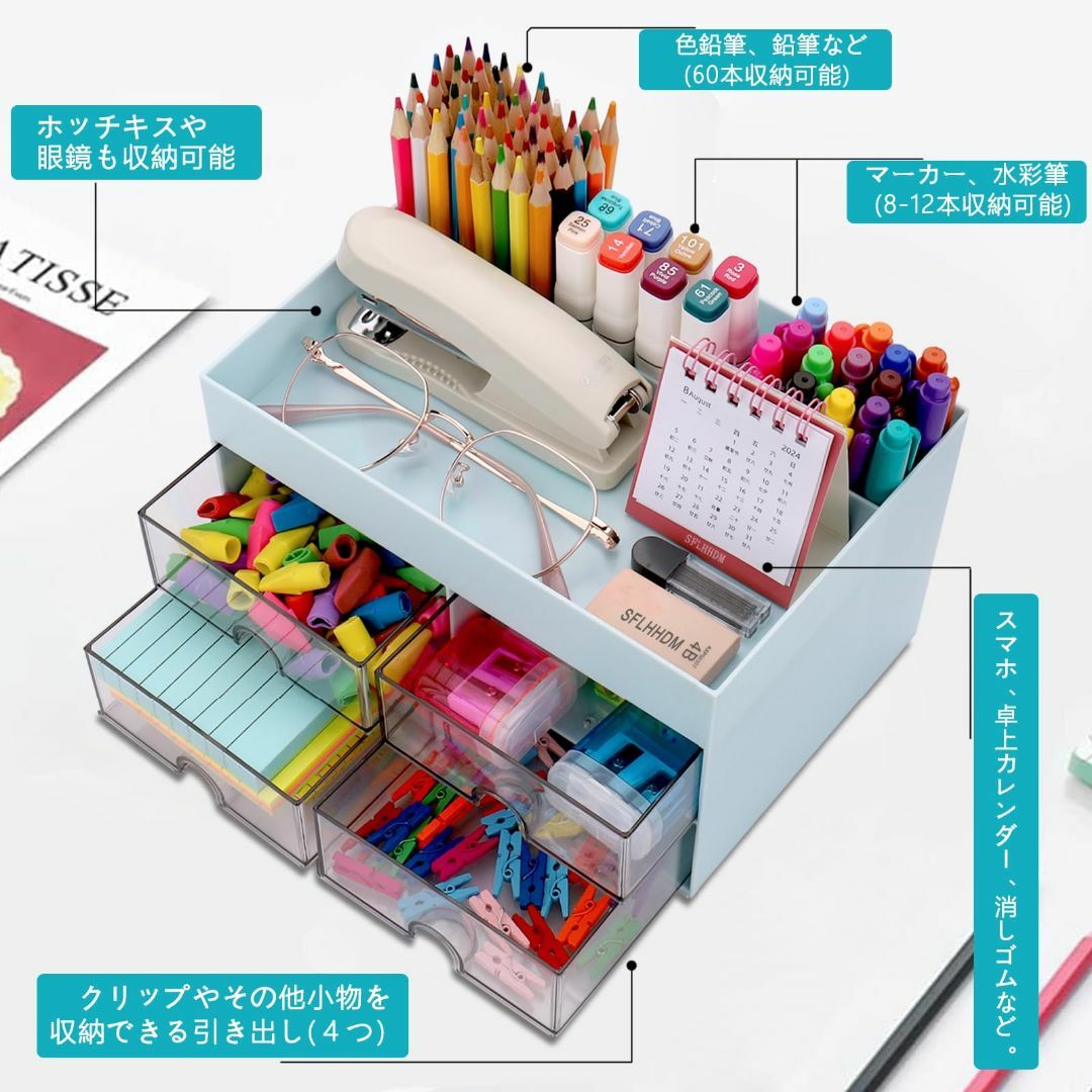 【色: W3503 アクアブルー】SFLHHDM デスクトップ 収納ボックス デ その他のその他(その他)の商品写真