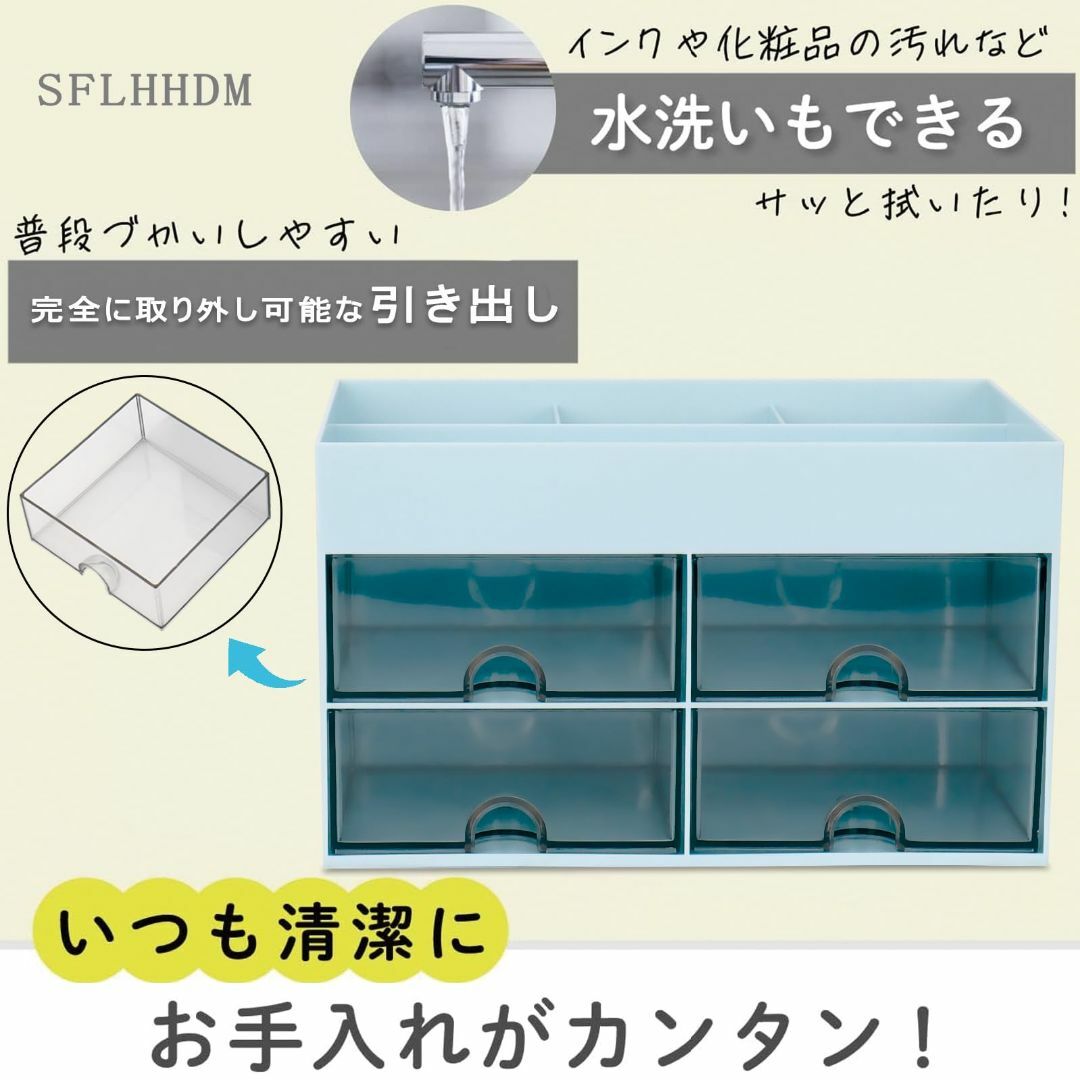 【色: W3503 アクアブルー】SFLHHDM デスクトップ 収納ボックス デ その他のその他(その他)の商品写真