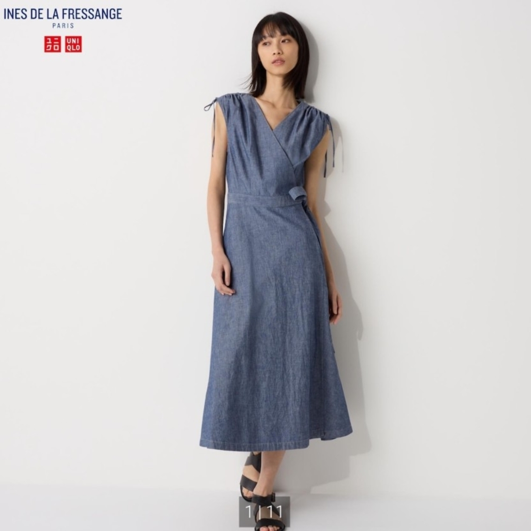 UNIQLO(ユニクロ)の新品！♥️UNIQLO×INES♥️ラップワンピース(ノースリーブ)。Ｓ。 レディースのワンピース(ロングワンピース/マキシワンピース)の商品写真