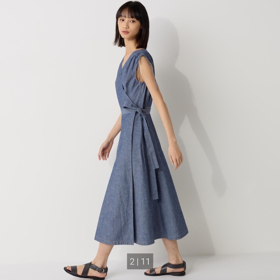 UNIQLO(ユニクロ)の新品！♥️UNIQLO×INES♥️ラップワンピース(ノースリーブ)。Ｓ。 レディースのワンピース(ロングワンピース/マキシワンピース)の商品写真