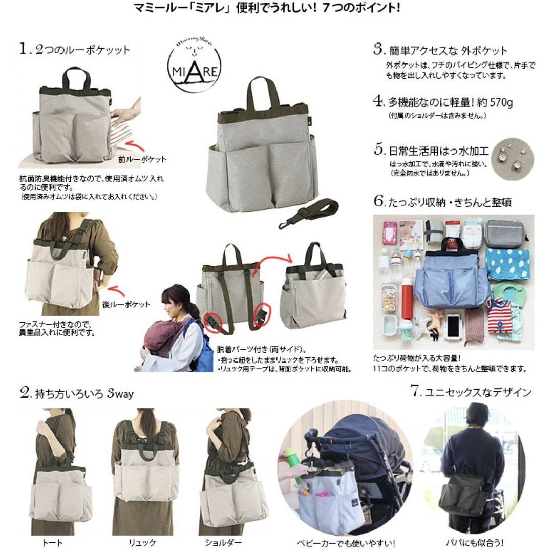 ROOTOTE(ルートート)のROOTOTE ルートート　マミールー　ミアレ　マザーズバッグ レディースのバッグ(リュック/バックパック)の商品写真