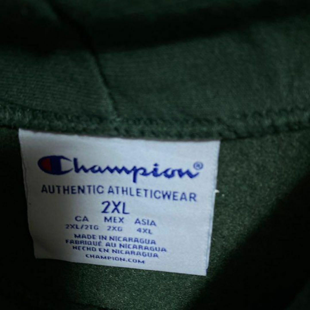 Champion(チャンピオン)のチャンピオン メンズ フーディ パーカー ロゴ 緑 USA 古着 90s長袖 メンズのトップス(パーカー)の商品写真