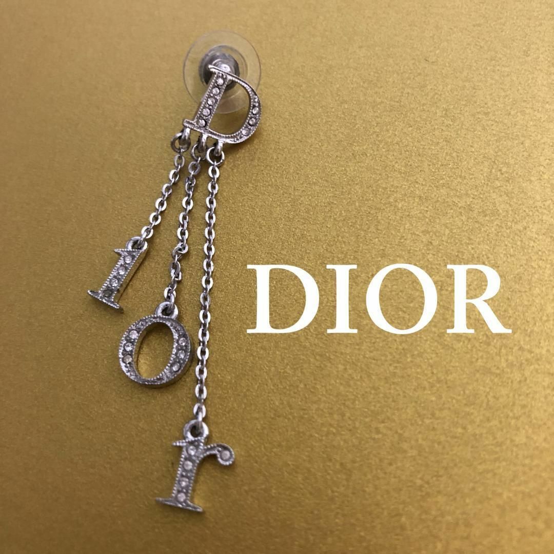 Christian Dior(クリスチャンディオール)の☆美品☆クリスチャンディオール ロゴ ラインストーン ピアス スウィング レディースのアクセサリー(ピアス)の商品写真