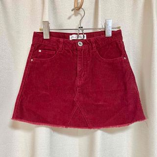 ザラキッズ(ZARA KIDS)のzarakids コーデュロイ　赤　ワイン色　あずき色　台形スカート　8歳128(スカート)