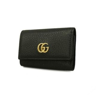 グッチ(Gucci)の【4hc3825】グッチ キーケース/GGマーモント/456118/レザー/ブラック/ゴールド金具 【中古】 メンズ/レディース/ユニセックス(キーケース)