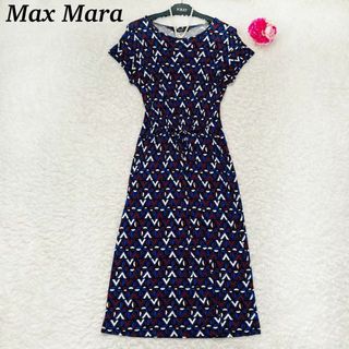 マックスマーラ(Max Mara)の【美品】　Max Mara  ワンピース　幾何学模様　ストレッチ(ひざ丈ワンピース)