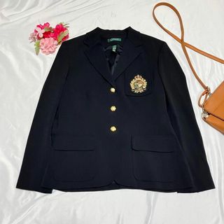 Ralph Lauren - 美品 ラルフローレン 紺ブレ テーラードジャケット 金ボタン エンブレム 6