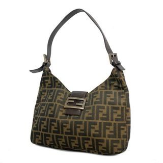 フェンディ(FENDI)の【4hc3879】フェンディ ショルダーバッグ/ズッカ/ナイロンキャンバス/ブラウン/シルバー金具 【中古】 レディース(ショルダーバッグ)