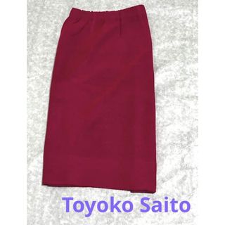 斉藤 都世子 Toyoko Saito  ニットスカート　ピンク(ひざ丈スカート)