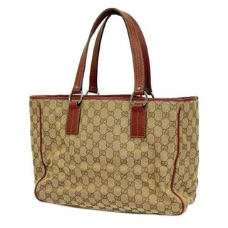 グッチ(Gucci)の【4hd3914】グッチ トートバッグ/GGキャンバス/113017/キャンバス/ブラウン/ボルドー/シルバー金具 【中古】 レディース(トートバッグ)