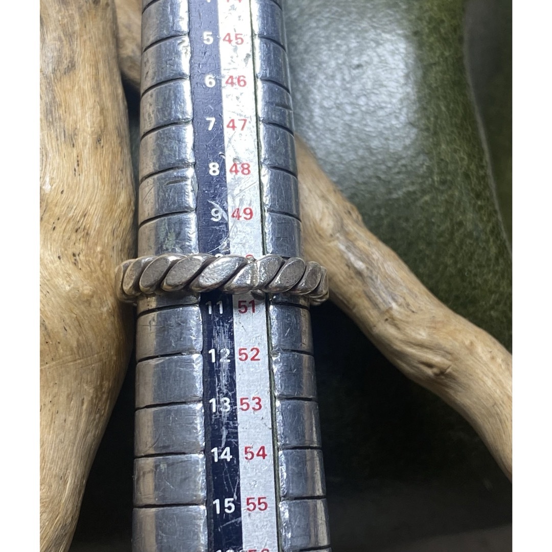 ハンドメイド手作りノット　鎖　和　輪　結びねじり　編み込みカレンシルバー10号R メンズのアクセサリー(リング(指輪))の商品写真
