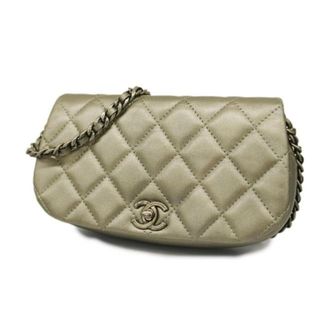 シャネル(CHANEL)の【4hd3995】シャネル ショルダーバッグ/マトラッセ/チェーンショルダー/ラムスキン/グレー/シルバー金具 【中古】 レディース(ショルダーバッグ)