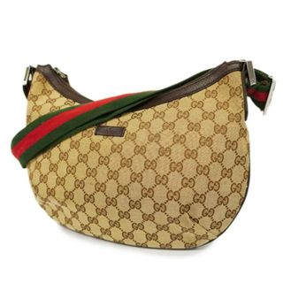 グッチ(Gucci)の【4hd3989】グッチ ショルダーバッグ/GGキャンバス/シェリーライン/181092/キャンバス/ブラウン/シルバー金具 【中古】 レディース(ショルダーバッグ)