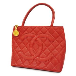 シャネル(CHANEL)の【4hd3987】シャネル トートバッグ/復刻トート/キャビアスキン/レッド/ゴールド金具 【中古】レディース(トートバッグ)