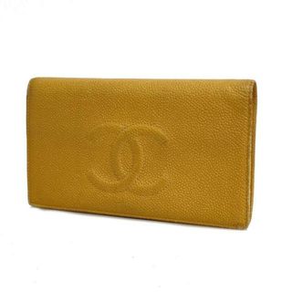 シャネル(CHANEL)の【4hd3957】シャネル 長財布/キャビアスキン/ベージュ/ゴールド金具 【中古】 レディース(財布)