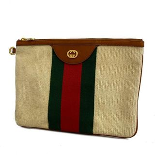 グッチ(Gucci)の【4hd3973-r】グッチ クラッチバッグ/シェリーライン/インターロッキングG/576053/キャンバス/ベージュ/ライトブラウン/ゴールド金具 【中古】 レディース(セカンドバッグ/クラッチバッグ)