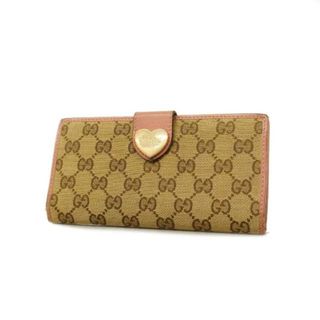 グッチ(Gucci)の【4hd4101】グッチ 長財布/GGキャンバス/203550/キャンバス/レザー/ピンク/ブラウン/ゴールド金具 【中古】 レディース(財布)